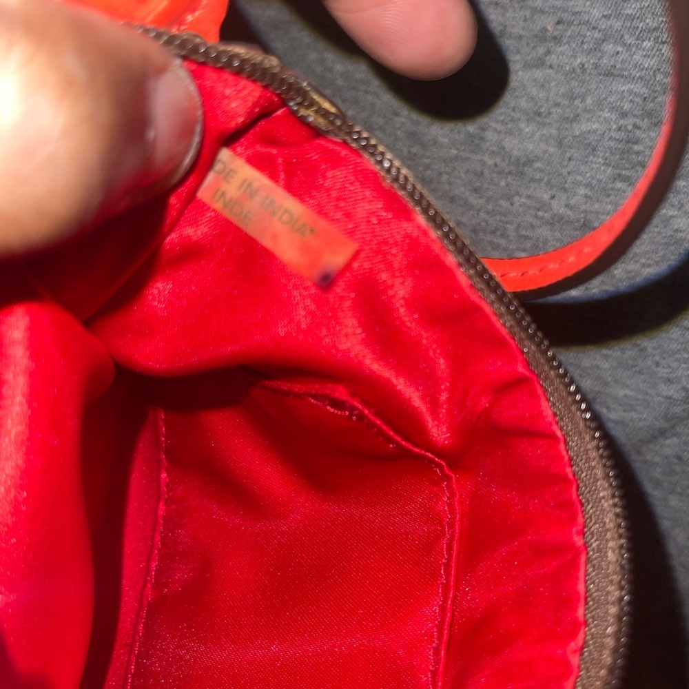 Vintage Coach Wristlet Vermillion Orange Khaki - Picture 9 of 14